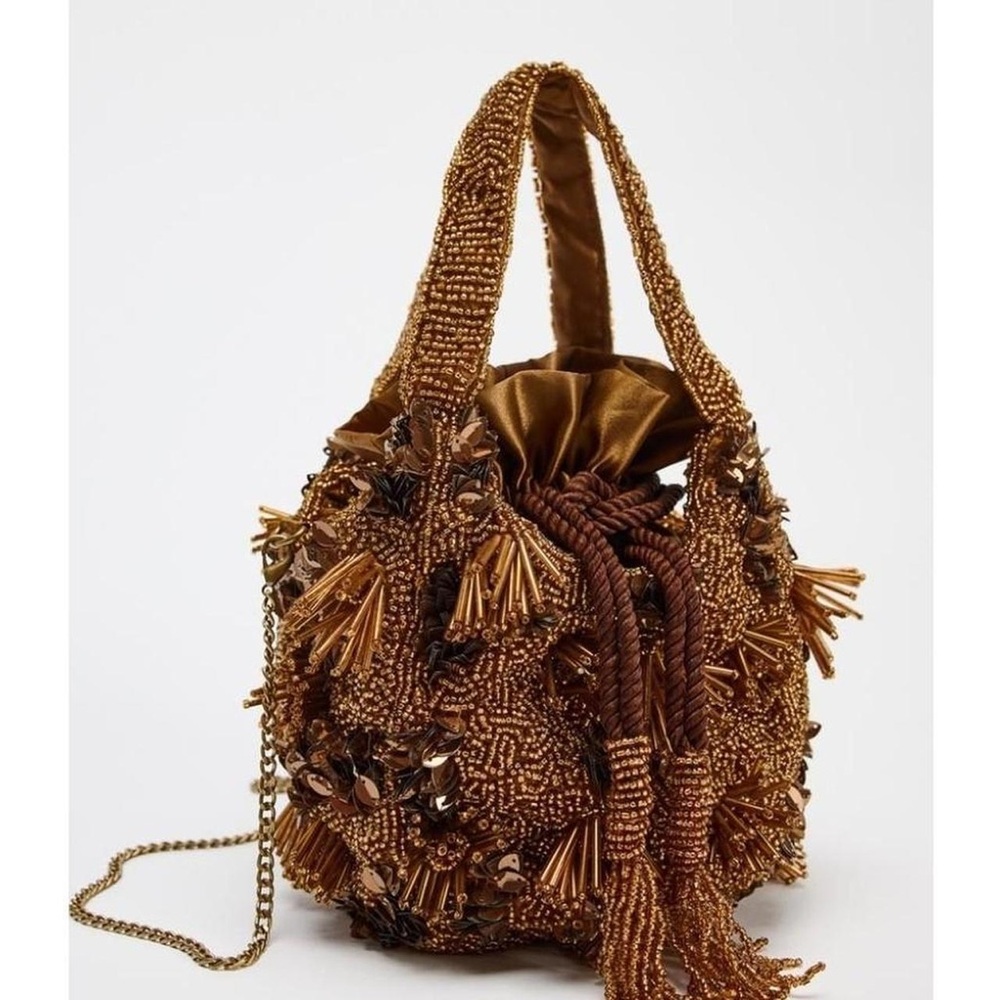 Zara Beaded Mini Bucket bag